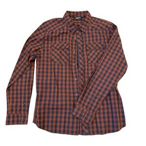 The North Face Men's Checkered Shirt in Orange and Blue